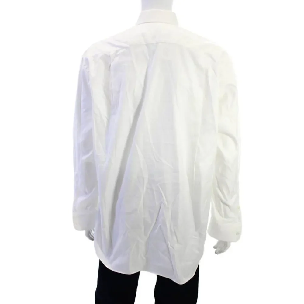 Ike Behar Mens Dress Shirt White Point Collar Long Sleeve 100% Cotton Size M